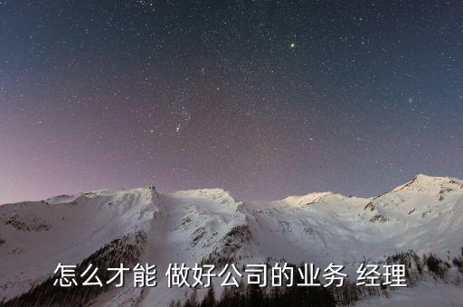 怎么才能 做好公司的業(yè)務 經(jīng)理