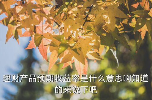 理財(cái)產(chǎn)品預(yù)期收益率是什么意思，理財(cái)產(chǎn)品預(yù)期收益率是什么意思啊知道的來說下吧