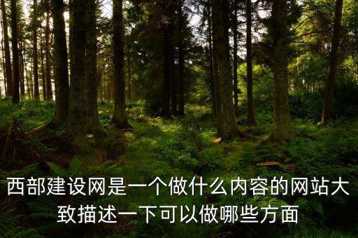 西部建設網是一個做什么內容的網站大致描述一下可以做哪些方面