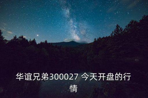 華誼兄弟什么時(shí)候開盤，華誼兄弟300027 今天開盤的行情
