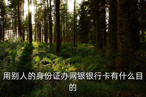 借別人身份證開網(wǎng)銀是什么目的，用別人的身份證辦網(wǎng)銀銀行卡有什么目的