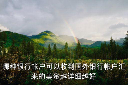 哪種銀行帳戶可以收到國(guó)外銀行帳戶匯來的美金越詳細(xì)越好