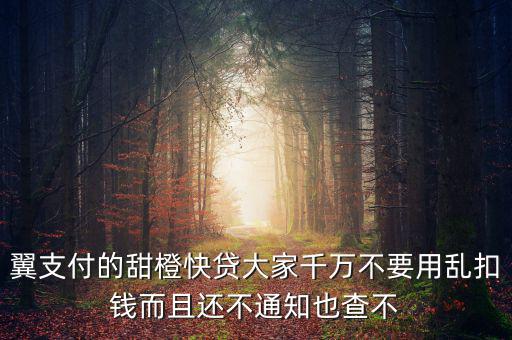甜橙快貸資源未找到是什么意思，翼支付的甜橙快貸大家千萬不要用亂扣錢而且還不通知也查不