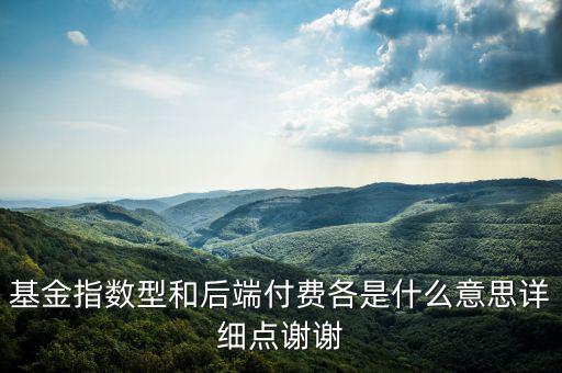 基金表現(xiàn)費(fèi)是什么，基金指數(shù)型和后端付費(fèi)各是什么意思詳細(xì)點(diǎn)謝謝