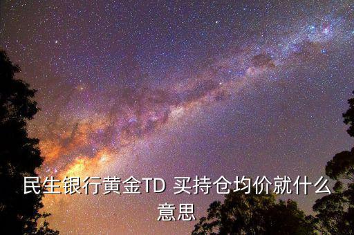 持倉均價是什么意思，民生銀行TD中持倉均價和開倉均價是什么意思