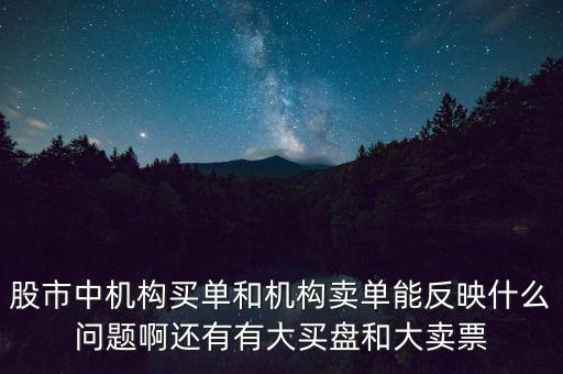 股市中機(jī)構(gòu)買單和機(jī)構(gòu)賣單能反映什么問(wèn)題啊還有有大買盤和大賣票