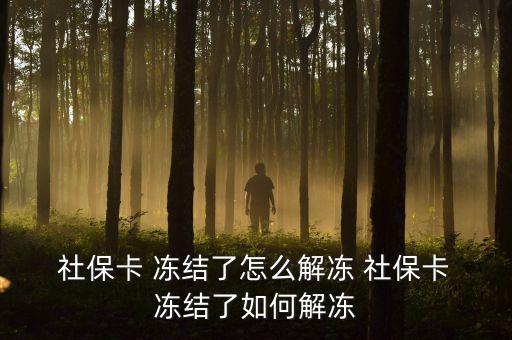  社保卡 凍結(jié)了怎么解凍 社?？?凍結(jié)了如何解凍