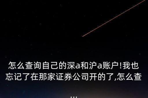 怎么查詢(xún)自己的深a和滬a賬戶!我也忘記了在那家證券公司開(kāi)的了,怎么查...