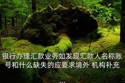 銀行辦理匯款業(yè)務(wù)如發(fā)現(xiàn)匯款人名稱賬號和什么缺失的應(yīng)要求境外 機(jī)構(gòu)補(bǔ)充...