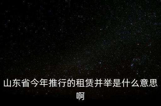 租售并舉是什么意思，山東省今年推行的租賃并舉是什么意思啊