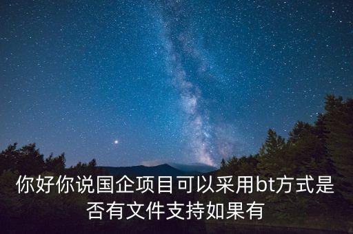 地主項目為什么要引進(jìn)行央企做bt，你好你說國企項目可以采用bt方式是否有文件支持如果有