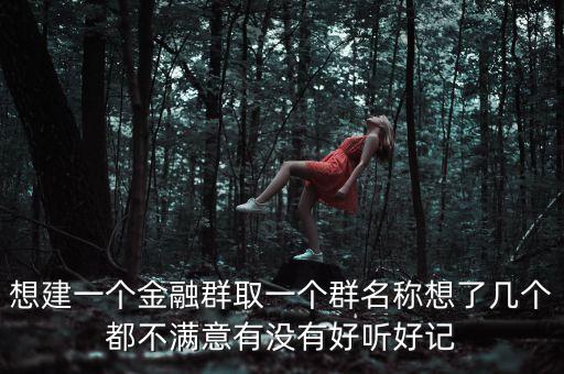 金融微信群取什么名字，想建一個(gè)金融群取一個(gè)群名稱想了幾個(gè)都不滿意有沒有好聽好記