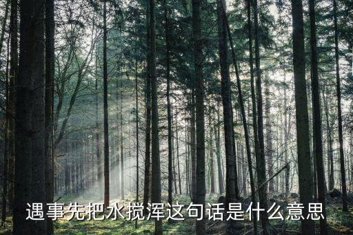 攪渾水什么意思，遇事先把水?dāng)嚋嗊@句話是什么意思