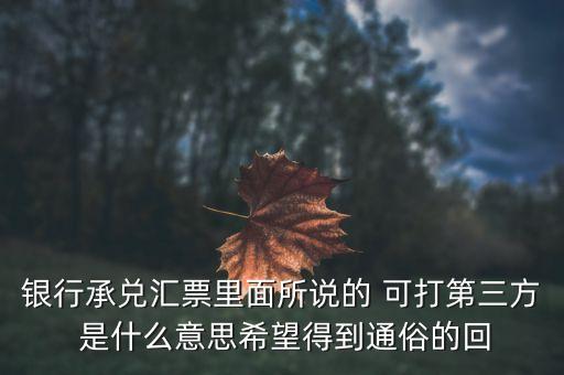 三方銀票是什么意思，銀行承兌匯票里面所說的 可打第三方 是什么意思希望得到通俗的回