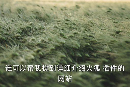 誰可以幫我找到詳細介紹火狐 插件的網站