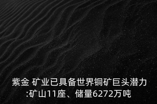  紫金 礦業(yè)已具備世界銅礦巨頭潛力:礦山11座、儲量6272萬噸
