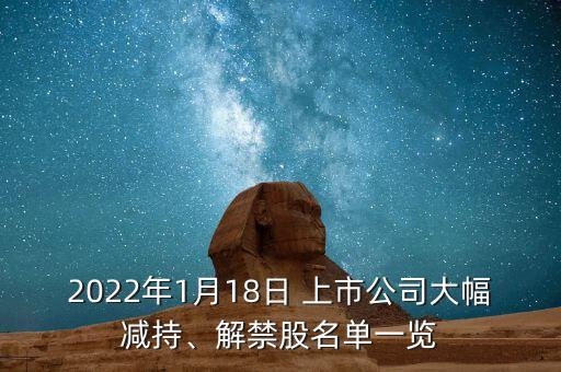 2022年1月18日 上市公司大幅減持、解禁股名單一覽