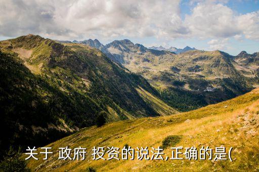 關(guān)于 政府 投資的說(shuō)法,正確的是(