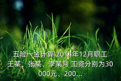 五險一金計算,2014年12月職工王某、張某、李某月 工資分別為30000元、200...