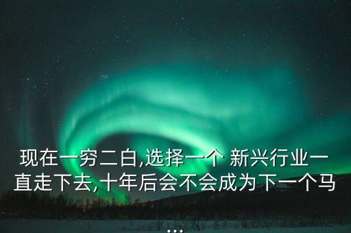 現(xiàn)在一窮二白,選擇一個(gè) 新興行業(yè)一直走下去,十年后會不會成為下一個(gè)馬...