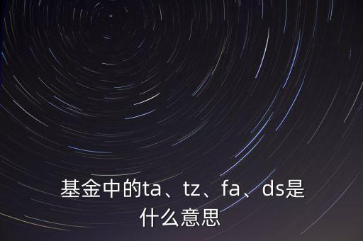  基金中的ta、tz、fa、ds是什么意思