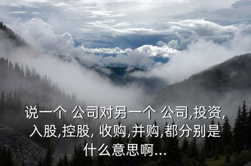 說一個(gè) 公司對(duì)另一個(gè) 公司,投資,入股,控股, 收購,并購,都分別是什么意思啊...