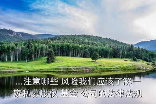 ...注意哪些 風險我們應該了解一家私募股權(quán) 基金 公司的法律法規(guī)