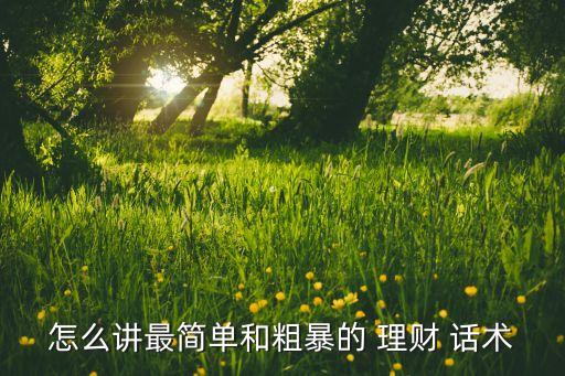怎么講最簡(jiǎn)單和粗暴的 理財(cái) 話術(shù)