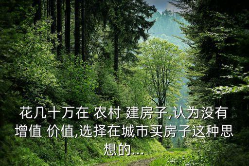 花幾十萬在 農(nóng)村 建房子,認為沒有增值 價值,選擇在城市買房子這種思想的...