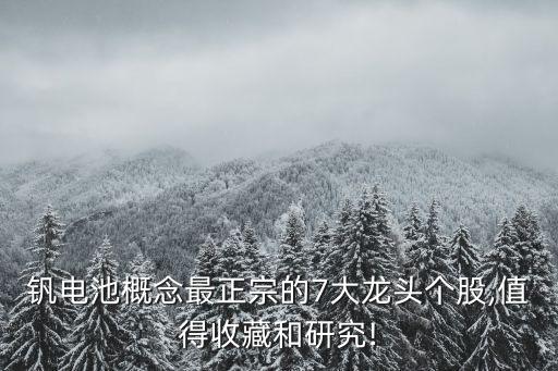 釩電池概念最正宗的7大龍頭個股,值得收藏和研究!