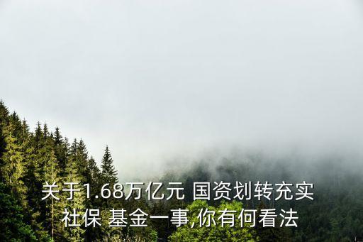 關于1.68萬億元 國資劃轉(zhuǎn)充實 社保 基金一事,你有何看法