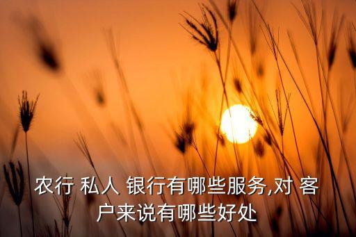 農行 私人 銀行有哪些服務,對 客戶來說有哪些好處
