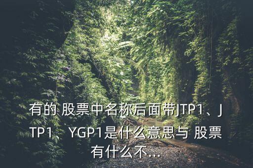 有的 股票中名稱后面帶JTP1、JTP1、YGP1是什么意思與 股票有什么不...