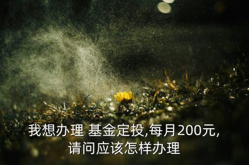 我想辦理 基金定投,每月200元,請問應該怎樣辦理
