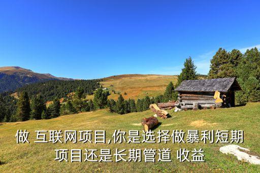 做 互聯(lián)網項目,你是選擇做暴利短期項目還是長期管道 收益
