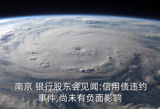  南京 銀行股東會(huì)見聞:信用債違約事件,尚未有負(fù)面影響
