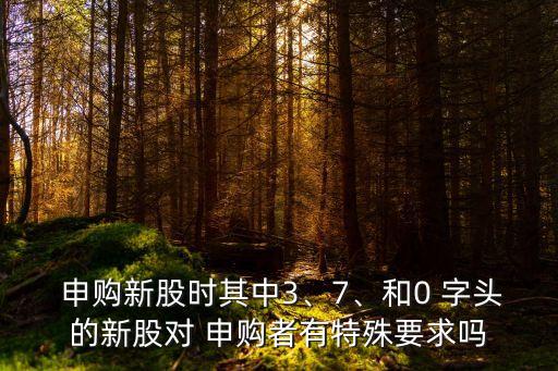  申購(gòu)新股時(shí)其中3、7、和0 字頭的新股對(duì) 申購(gòu)者有特殊要求嗎