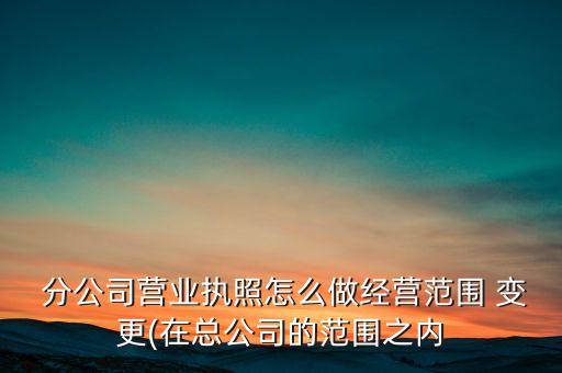  分公司營業(yè)執(zhí)照怎么做經(jīng)營范圍 變更(在總公司的范圍之內