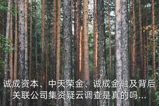誠成資本、中天榮金、誠成金融及背后關(guān)聯(lián)公司集資疑云調(diào)查是真的嗎...