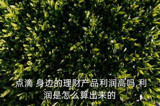  點(diǎn)滴 身邊的理財(cái)產(chǎn)品利潤(rùn)高嗎,利潤(rùn)是怎么算出來(lái)的