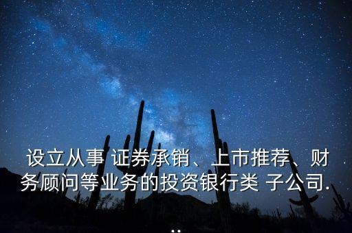  設(shè)立從事 證券承銷、上市推薦、財(cái)務(wù)顧問等業(yè)務(wù)的投資銀行類 子公司...
