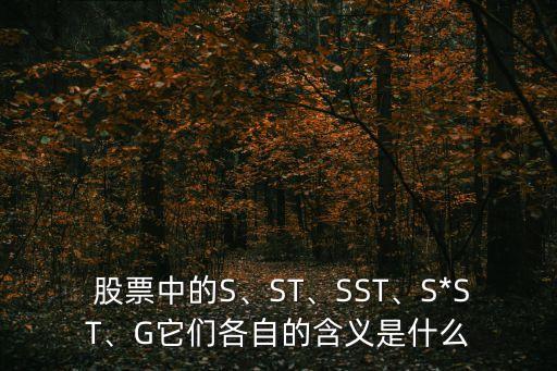  股票中的S、ST、SST、S*ST、G它們各自的含義是什么