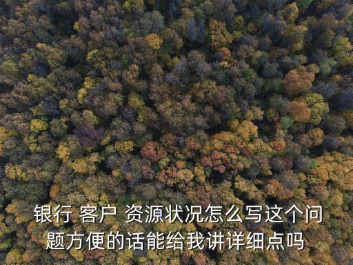  銀行 客戶 資源狀況怎么寫這個問題方便的話能給我講詳細(xì)點(diǎn)嗎
