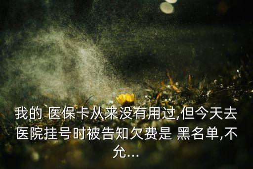 我的 醫(yī)保卡從來(lái)沒(méi)有用過(guò),但今天去醫(yī)院掛號(hào)時(shí)被告知欠費(fèi)是 黑名單,不允...