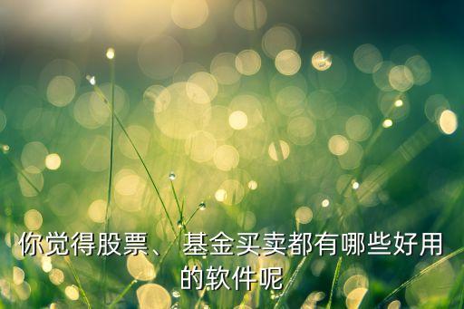 你覺得股票、 基金買賣都有哪些好用的軟件呢