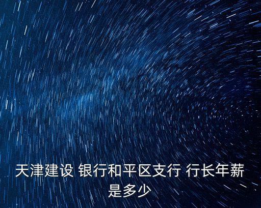 天津建設(shè) 銀行和平區(qū)支行 行長(zhǎng)年薪是多少