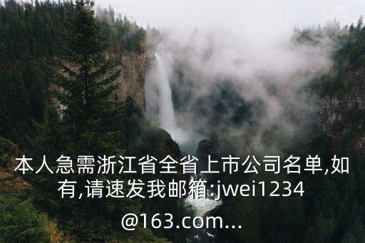 本人急需浙江省全省上市公司名單,如有,請(qǐng)速發(fā)我郵箱:jwei1234@163.com...