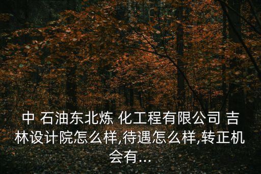 中 石油東北煉 化工程有限公司 吉林設計院怎么樣,待遇怎么樣,轉(zhuǎn)正機會有...