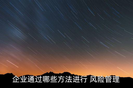 企業(yè)通過(guò)哪些方法進(jìn)行 風(fēng)險(xiǎn)管理