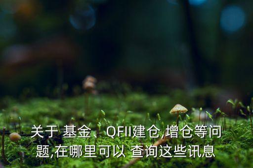 關(guān)于 基金、QFII建倉,增倉等問題,在哪里可以 查詢這些訊息